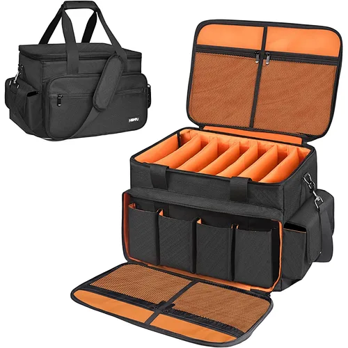 HOMFU DJ High Capacity Band Equipment Bag-DJ Gig Gear Bag with Detachable Padded Bottom Dividers,DJ Cable File Storage Organizer Bag for USB,DJ Equipment,Musicians Accessories,Travel,Sound Equipment